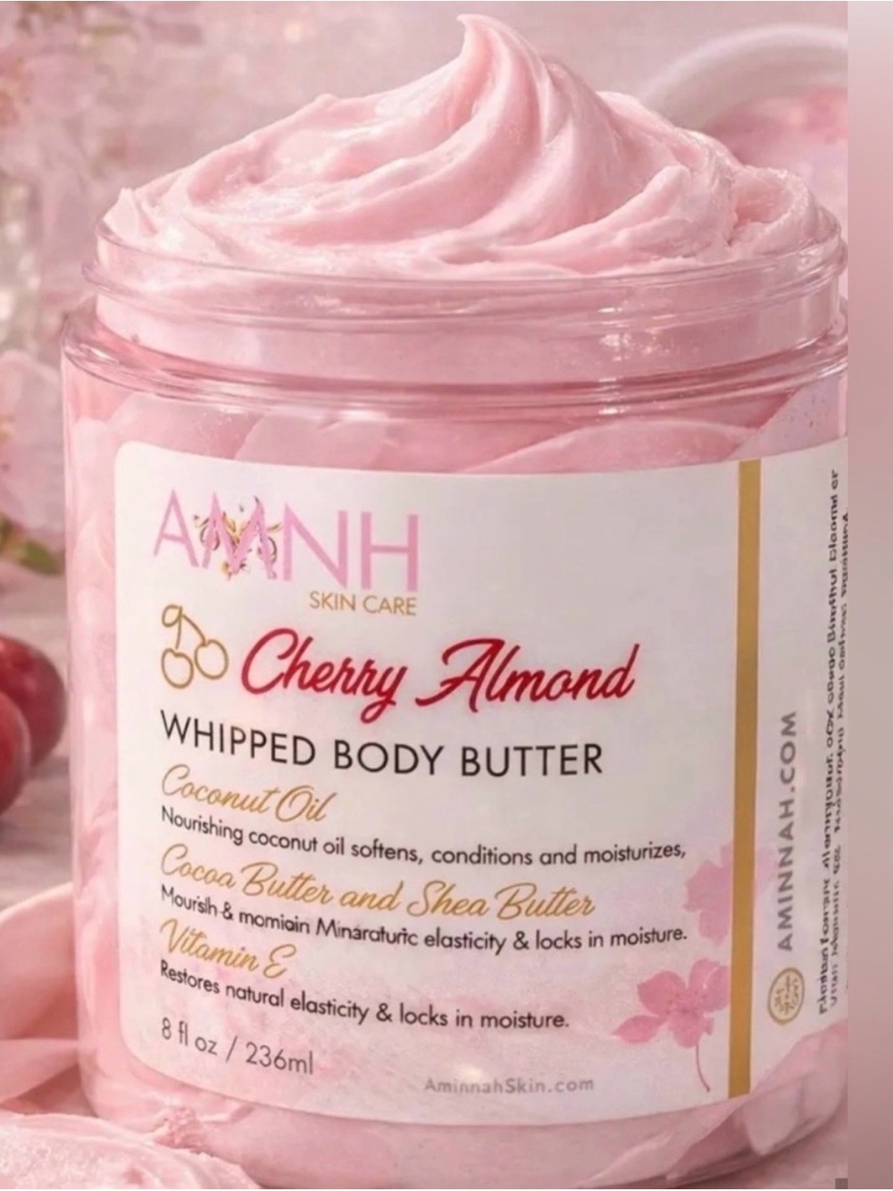 Aminah Cherry Almond Whipped Body Butter — Pink